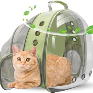 Cat Backpack Carrier, Expandable Breathable Pet Bubble Backpack for Cat Small Dog Airline Approved Pet Travel Carrying Bag for Hiking, Travel, Camping & Outdoor Light Green