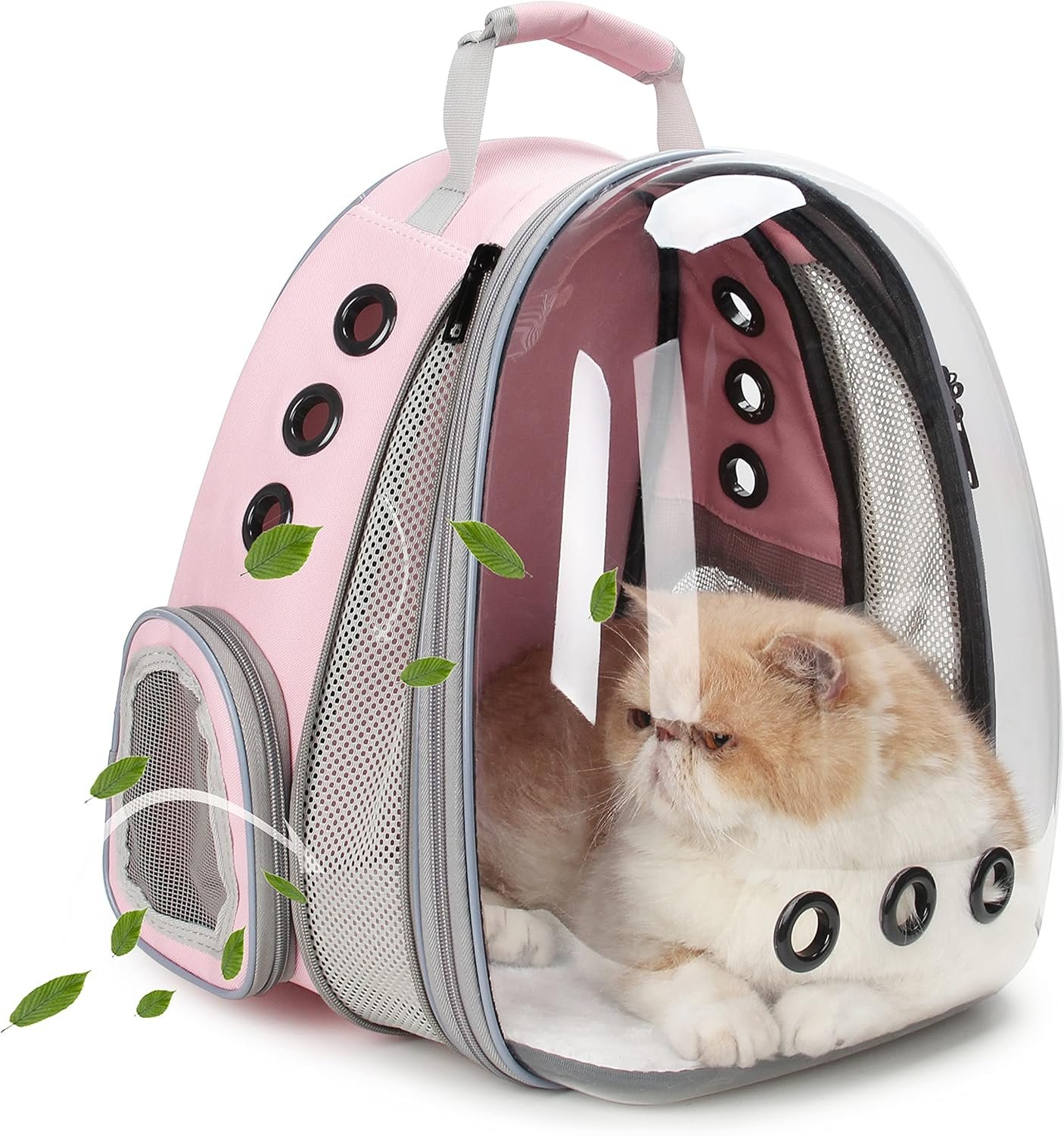 Bubble Expandable Cat Backpack Pet Travel Carrier for Cats and Dogs (Pink-Front Expandable)
